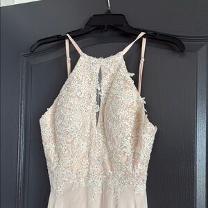 Xscape Blush Lace Maxi Dress